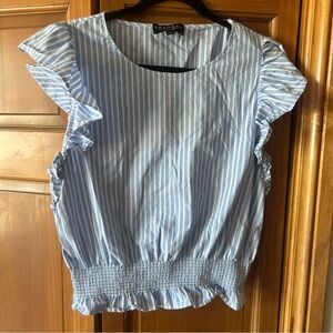 Laundry By Shelli Segal Light Blue Striped Blouse